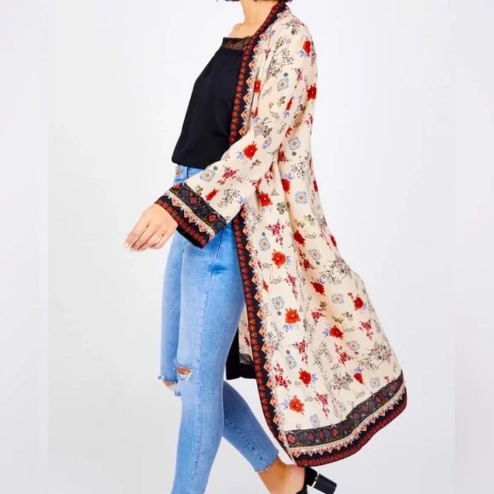 Max‎ studio floral mixed print boho kimono one size